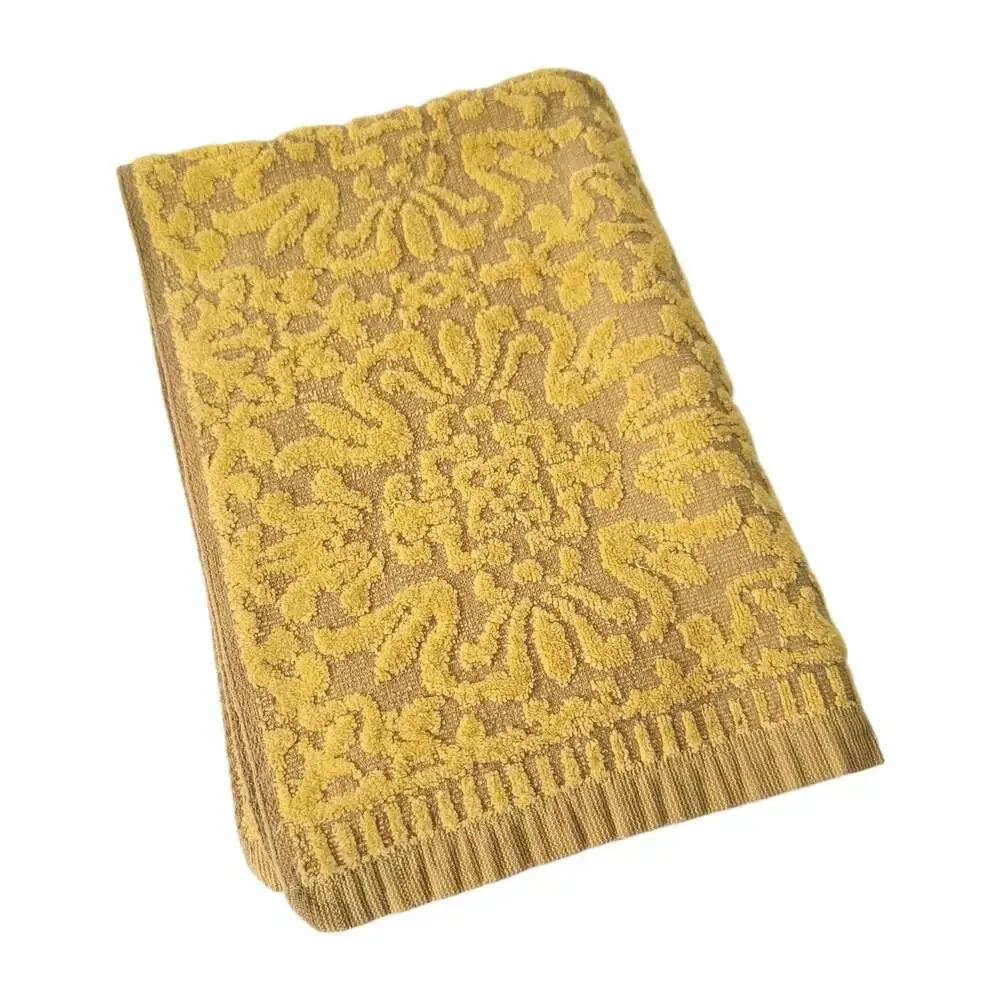 Vintage Montgomery Ward Style House Hand Towel Mustard Yellow Green Floral